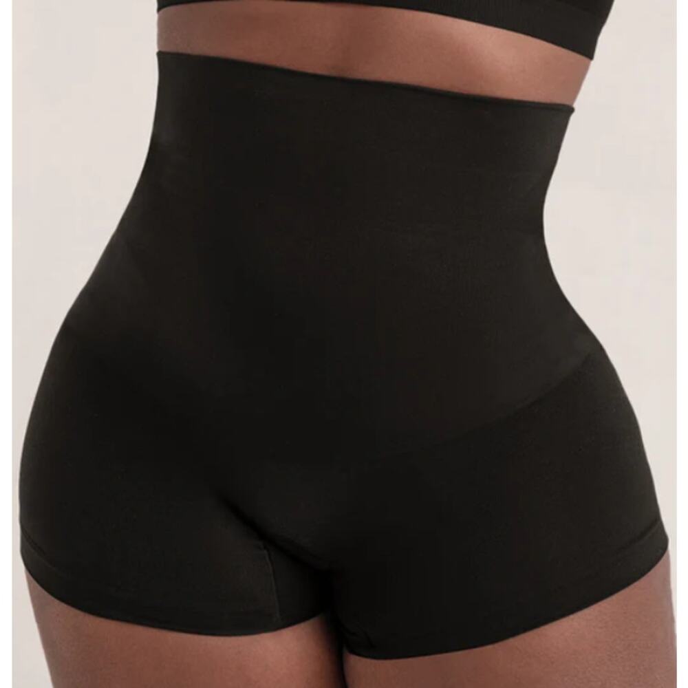 Shapermint Black Large High Waisted Shaper Boyshort 18437 Shapewear Lightweight